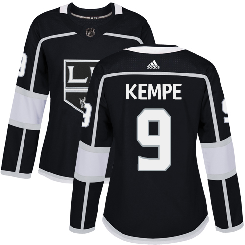 Adidas Kings #9 Adrian Kempe Black Home Authentic Women's Stitched NHL Jersey - Click Image to Close